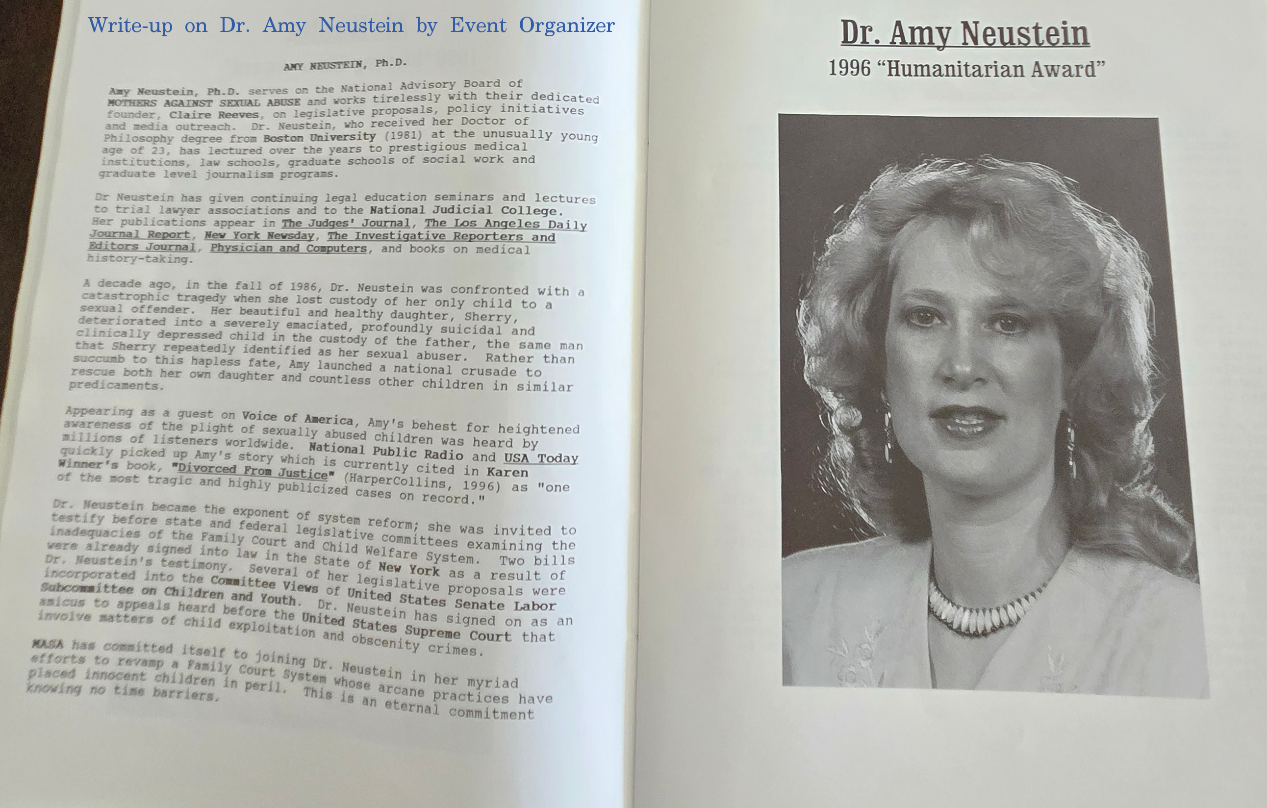 Writeup of Dr. Amy Neustein